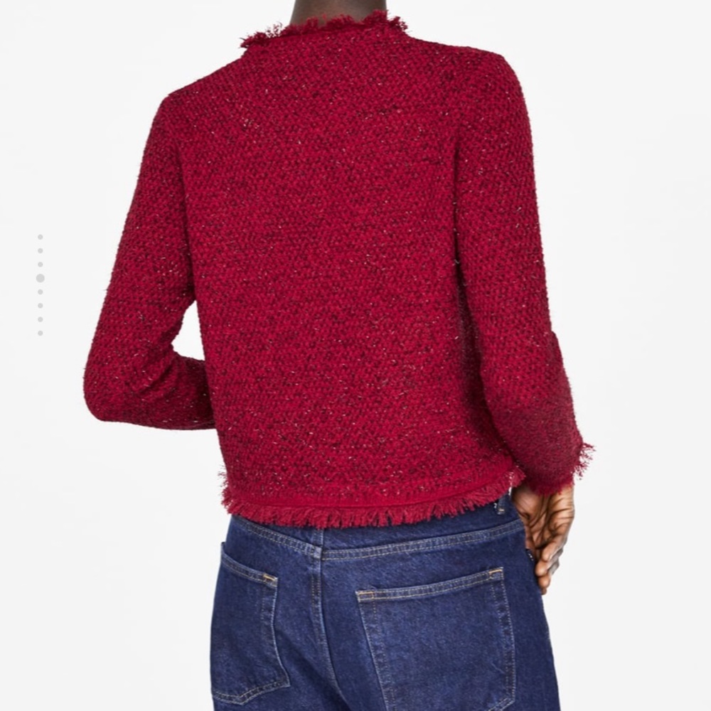 GORGEOUS ZARA NWT Frayed Hem Tweed Like Cardigan - Picture 3 of 8